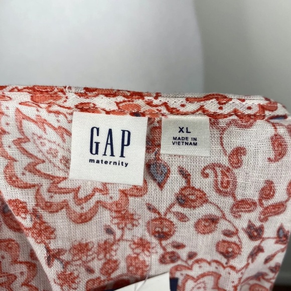 NWT Gap Maternity Wrap Top Linen Blend Paisley Floral XL - Picture 15 of 16